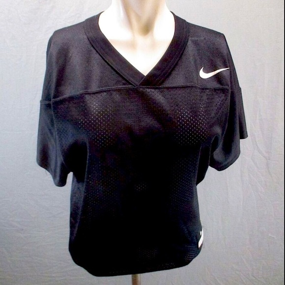 Nike Vintage Cropped Mesh Tee Shirt Black Training Short Sleeve Top Larg… - Picture 1 of 10